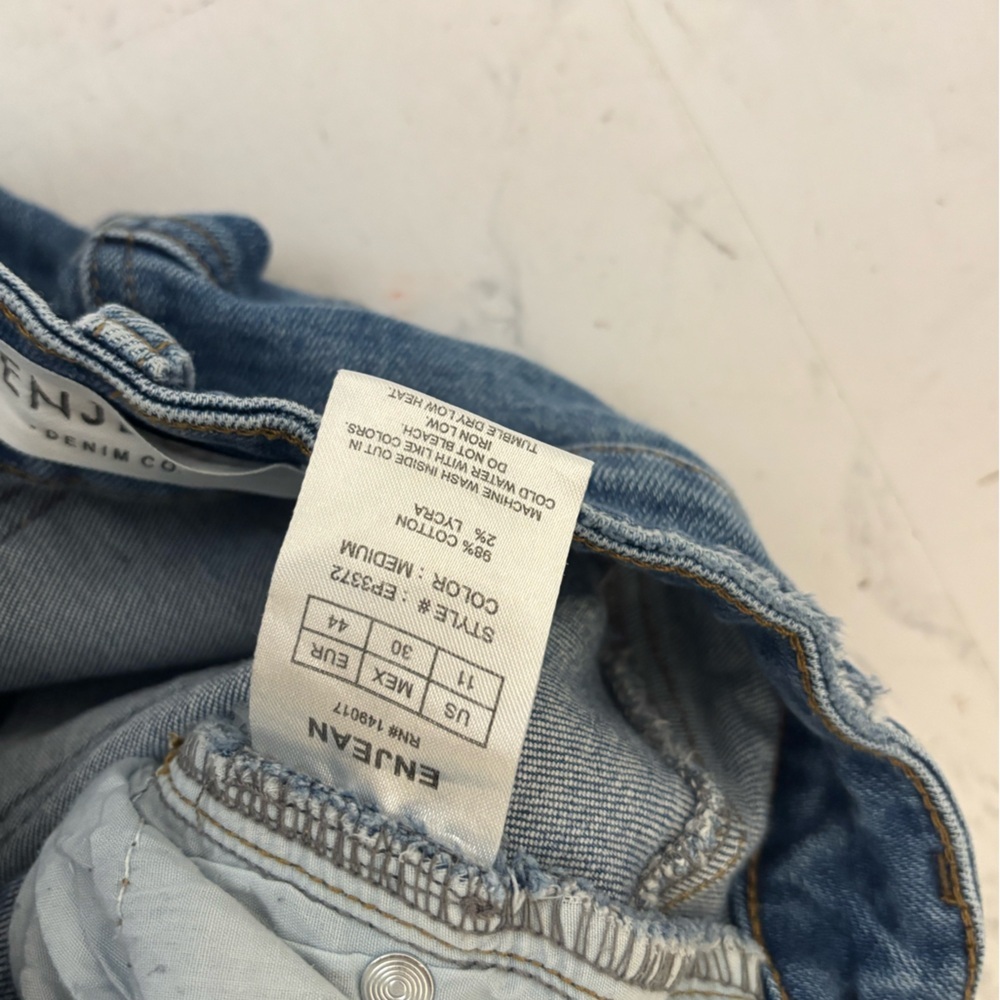 Enjean Denim Co. Jeans Womens Juniors Sz 11 BootCut Off High Waisted Blue - Picture 6 of 7